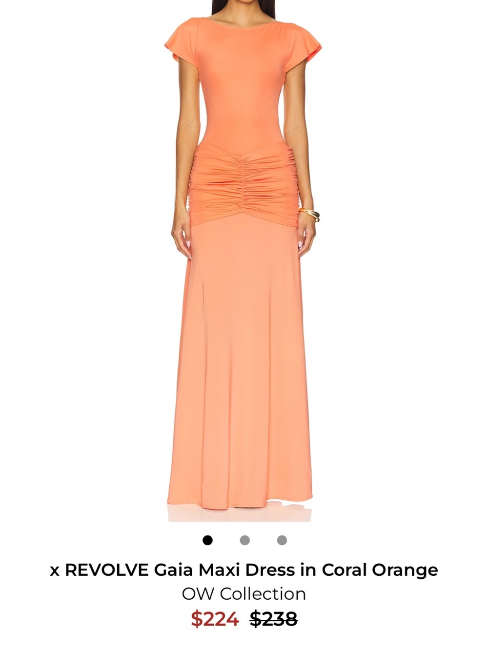 REVOLVE Coral Ruched Maxi Dress M